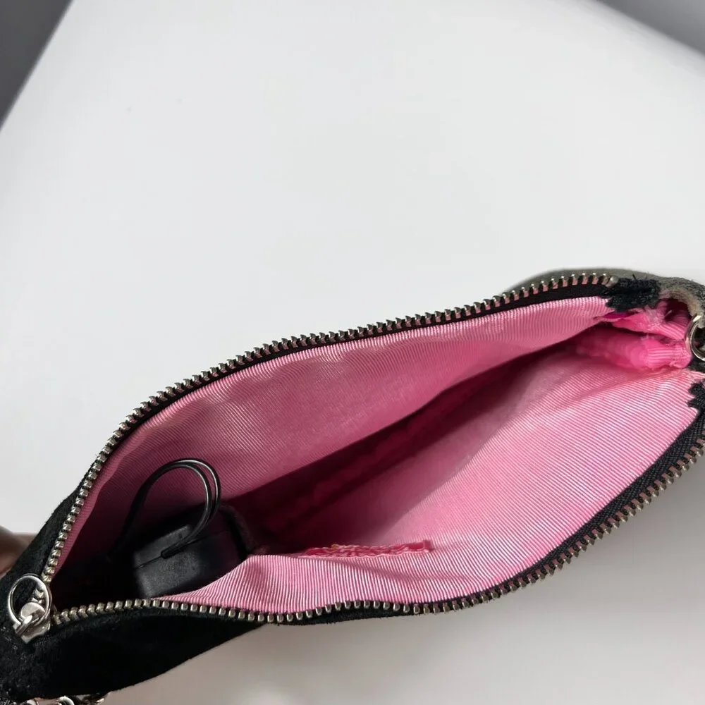 2ENLIGHT10 by REGINE BASHA Black Suede and Stressed Leather Light Up Chain Purse